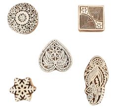 Set of 5 Piece New Wooden Printing Block