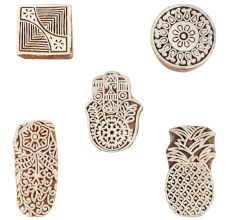 Set of 5 Piece New Wooden Printing Block