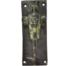 Black Brass Elephant With Trunk Door Knocker With Patina