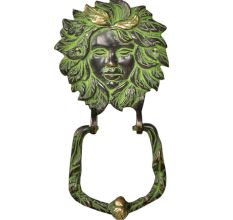 Brass Large Victorian lady Face Brass Door Knocker With Patina