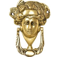 Handcrafted Brass Woman's Head Door Knocker