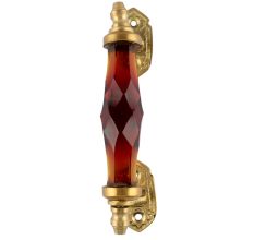Amber Cut Glass Golden Thin Small Door Handle