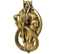 Handmade Brass Demon Two Elephants Ram Head Door Knocker