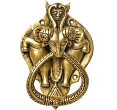 Handmade Brass Demon Two Elephants Ram Head Door Knocker