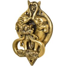 Handcrafted  Brass Demon Two Elephants Dragon Head Door Knocker