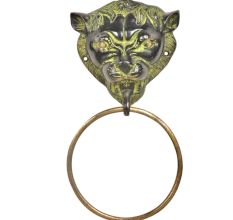 Black Brass Lion Head Towel Ring Bathroom Hardware