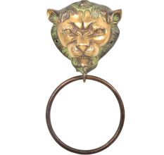Green Patina Brass Lion Head Towel Ring Bathroom Kitchen Hardware