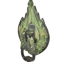 Ornate Green Patina Parrot Bird Door Knocker