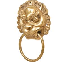 Brass Foo Fu Dog Lion Head Ring Door Knocker