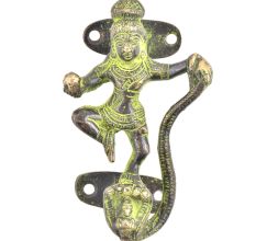 Kaalia Mardan Krishna Bronze Door Handle With Green Patina