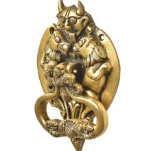 Handcrafted  Brass Demon Two Lions Dragon Head Door Knocker