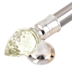 Set Of 2 Teardrop Crystal Curtain Pole Finials With Silver Brass Bracket
