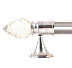 Set Of 2 Teardrop Crystal Curtain Pole Finials With Silver Brass Bracket