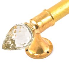 Set Of 2 Teardrop Crystal Curtain Pole Finials With Golden Brass Bracket
