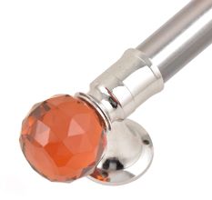 Set Of 2 Red Globe Crystal Curtain Pole Finials With Silver Brass Bracket