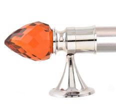 Set Of 2 Red Teardrop Crystal Curtain Pole Finials With Silver Brass Bracket