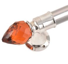 Set Of 2 Red Teardrop Crystal Curtain Pole Finials With Silver Brass Bracket
