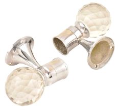 Set Of 2 Transparent Globe Crystal Curtain Pole Finials With Silver Brass Bracket
