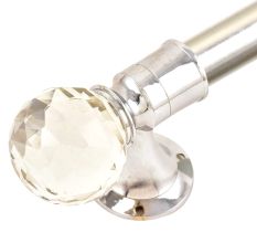 Set Of 2 Transparent Globe Crystal Curtain Pole Finials With Silver Brass Bracket