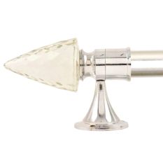 Set Of 2 Conical Crystal Curtain Pole Finials With Golden Brass Bracket