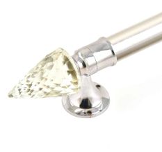 Set Of 2 Conical Crystal Curtain Pole Finials With Golden Brass Bracket