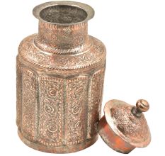 Pure Copper Persian Style Storage Box With Metal Lid Finial