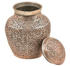 Copper Repousse Hand Made Lidded Jar Or Pot