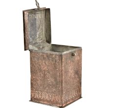 Long Copper Repousse Floral Canister With Latch And Handle
