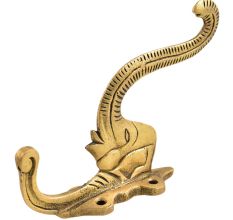 Brass Elephant Head With Trunk Raised  Wall Hook