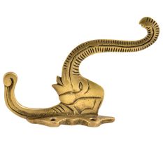 Brass Elephant Head With Trunk Raised  Wall Hook