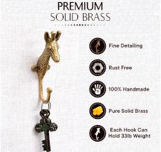 Solid Giraffe Animal Brass Hook