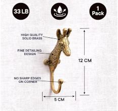 Solid Giraffe Animal Brass Hook
