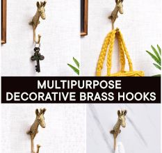 Solid Giraffe Animal Brass Hook