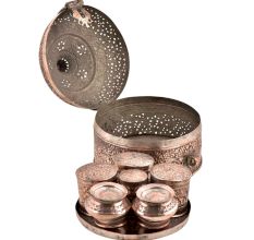 Copper Engraved Betel Box in Stupa-form with Internal Copper Containers