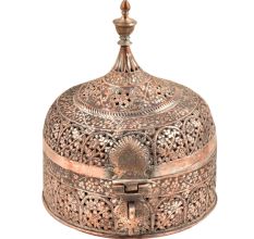 Copper Engraved Betel Box in Stupa-form with Internal Copper Containers