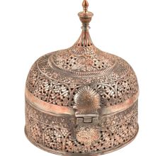 Copper Engraved Betel Box in Stupa-form with Internal Copper Containers