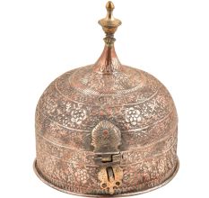 Handcrafted Stupa Form Repousse Decoration Copper Paandan With Lock Handle