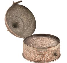 Handcrafted Stupa Form Repousse Decoration Copper Paandan With Lock Handle