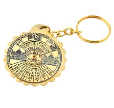 Brass Metal Perpetual Calendar Keychain With Taj Mahal