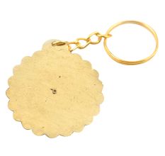 Brass Scalloped Edge Metal Perpetual Calendar Keychain With Taj Mahal