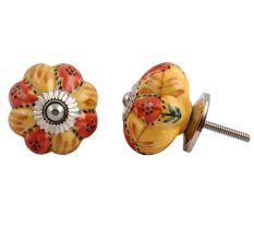 Brown Red Flower Knob