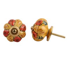 Brown Red Flower Knob