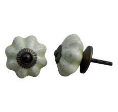 Washed Green Crackle Ceramic Melon Cabinet Knob Online