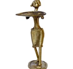 Dhokra Standing Tribal Lady Candle Stand