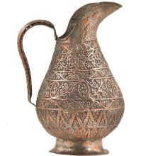 Vintage Ethnic Repousse Copper Water Pitcher Jug