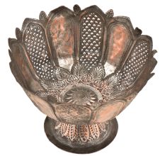 Vintage Copper Pedestal Bowl Confectionery Serving Dish