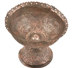 Copper Floral Design Pedestal Candy Or Nuts Bowl Dish