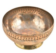 Hand Engraved Stary Pattern On Rim Copper Bowl