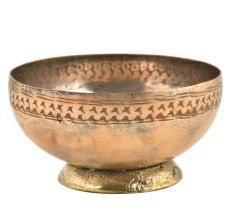 Hand Engraved Stary Pattern On Rim Copper Bowl