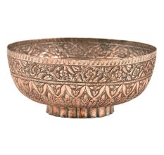 Copper Engraved Floral Design Handmade Copper Bowl